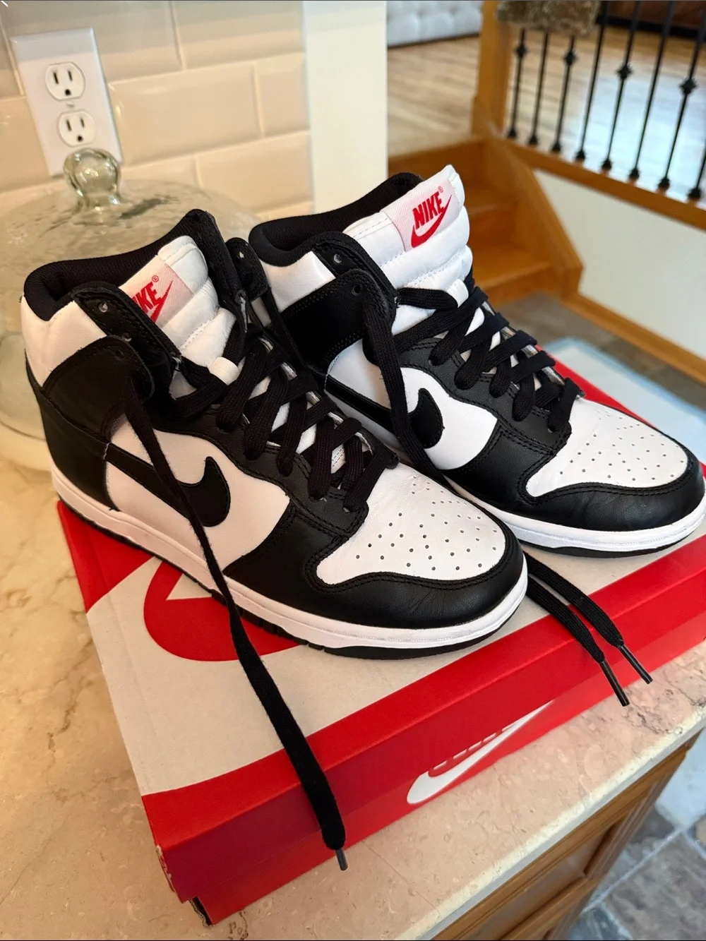 Nike Black and White Dunk High-Top Sneakers
